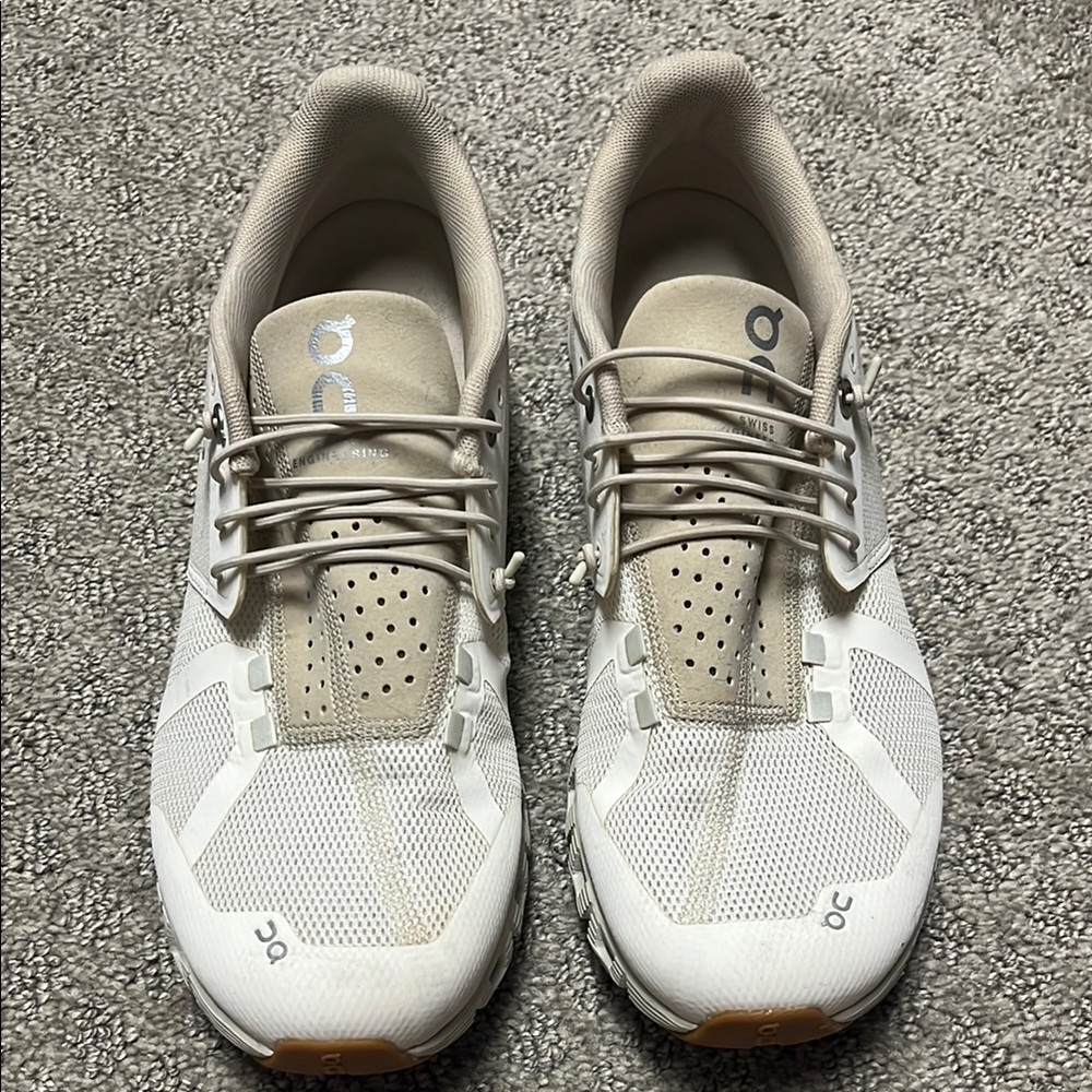 On Running Women's White and Tan Athletic Shoes